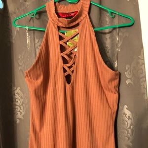 Pink hot kiss Cross front top